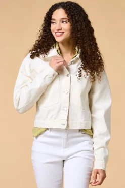 Women Versona White Flag Denim Jacket