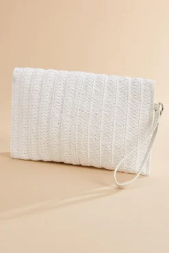 Women Versona White Straw Envelope Clutch
