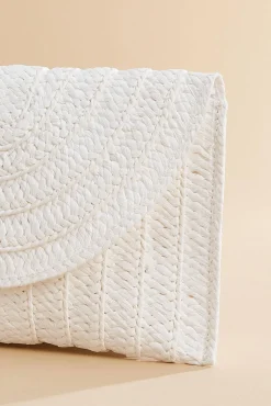 Women Versona White Straw Envelope Clutch