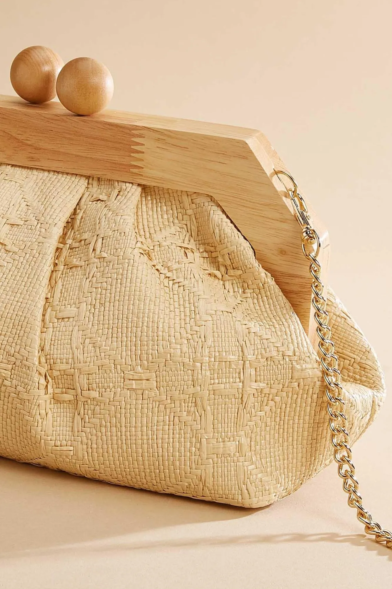 Women Versona Wood Frame Straw Crossbody