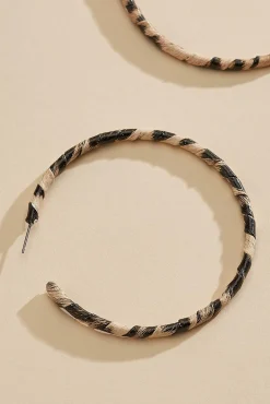 Women Versona Wrapped Animal Print Hoop Earrings